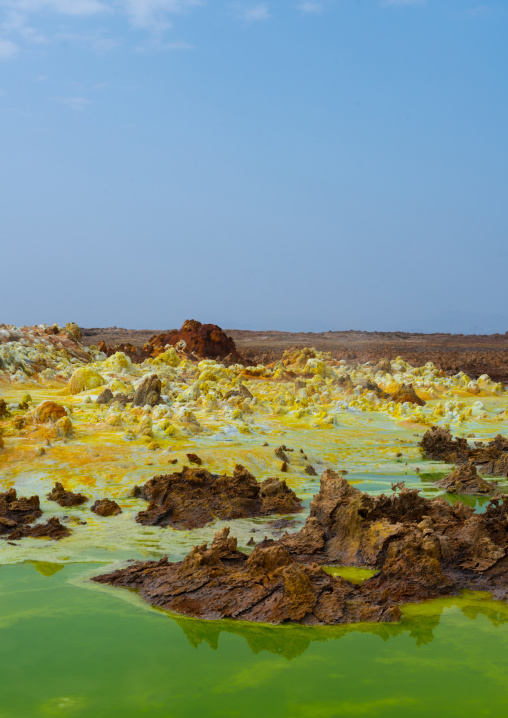 The colorful volcanic landscape of dallol in the danakil depression, Afar region, Dallol, Ethiopia