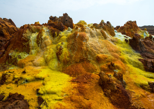 The colorful volcanic landscape of dallol in the danakil depression, Afar region, Dallol, Ethiopia