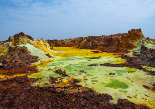 The colorful volcanic landscape of dallol in the danakil depression, Afar region, Dallol, Ethiopia