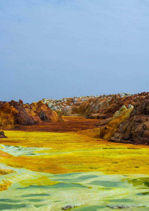 The colorful volcanic landscape of dallol in the danakil depression, Afar region, Dallol, Ethiopia