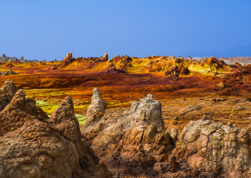 The colorful volcanic landscape of dallol in the danakil depression, Afar region, Dallol, Ethiopia