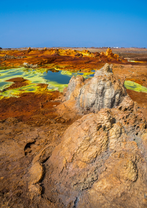 The colorful volcanic landscape of dallol in the danakil depression, Afar region, Dallol, Ethiopia