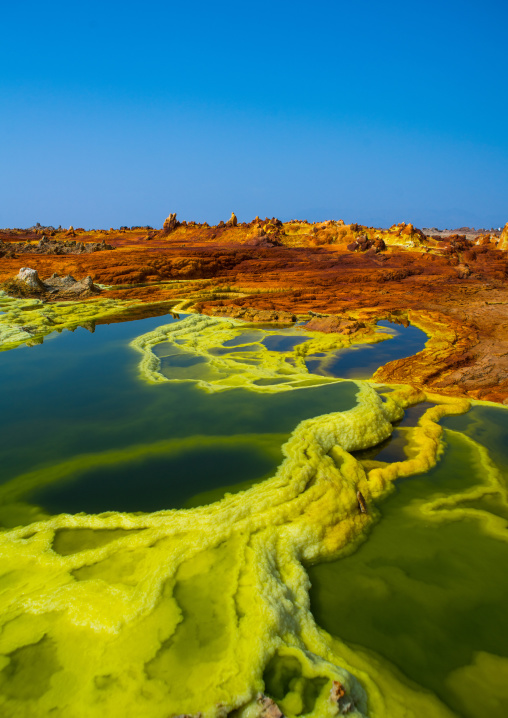 The colorful volcanic landscape of dallol in the danakil depression, Afar region, Dallol, Ethiopia