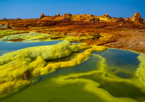 The colorful volcanic landscape of dallol in the danakil depression, Afar region, Dallol, Ethiopia