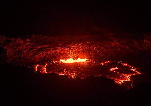 The living lava lake in the crater of erta ale volcano, Afar region, Erta ale, Ethiopia