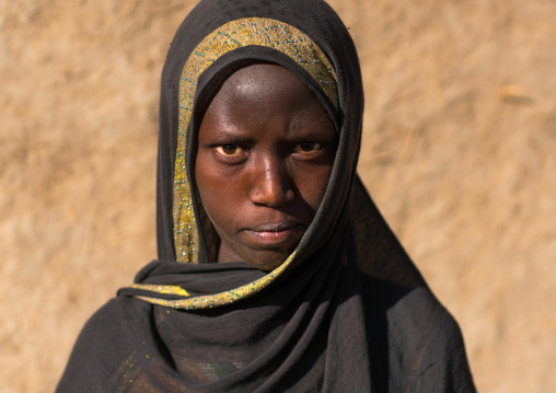 Portrait of an afar tribe teenage girl, Afar region, Afambo, Ethiopia