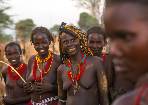 Dassanech tribe women during dimi ceremony to celebrate circumcision of teenagers, Omo valley, Omorate, Ethiopia