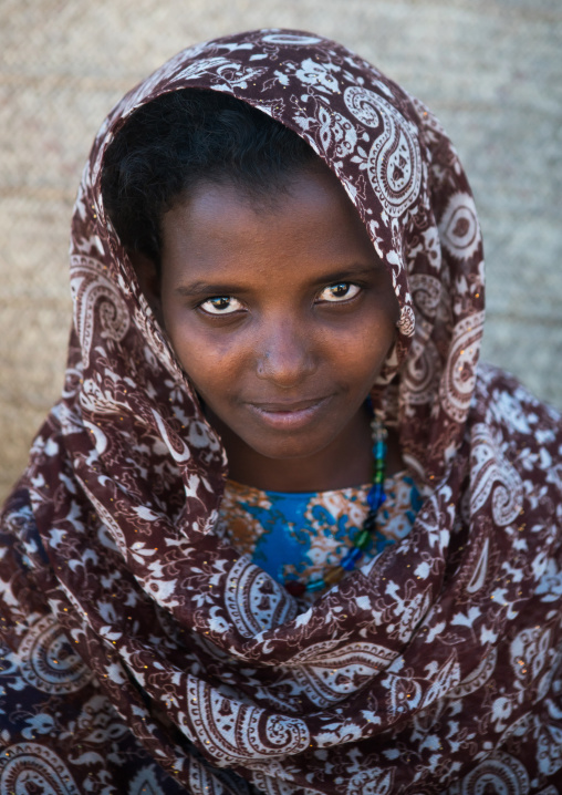 Portrait of an afar tribe teenage girl, Afar region, Afambo, Ethiopia