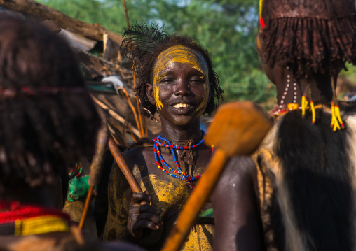 Dassanech tribe women during dimi ceremony to celebrate circumcision of teenagers, Omo valley, Omorate, Ethiopia