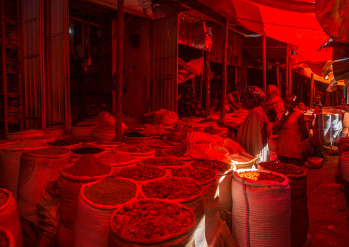 Spice and grain market in the old town, Harari region, Harar, Ethiopia