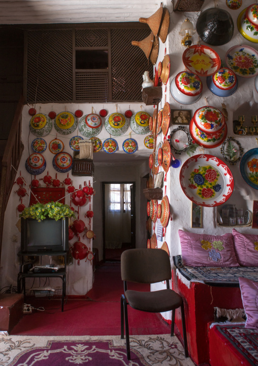 Decoration inside an harari house, Harari region, Harar, Ethiopia