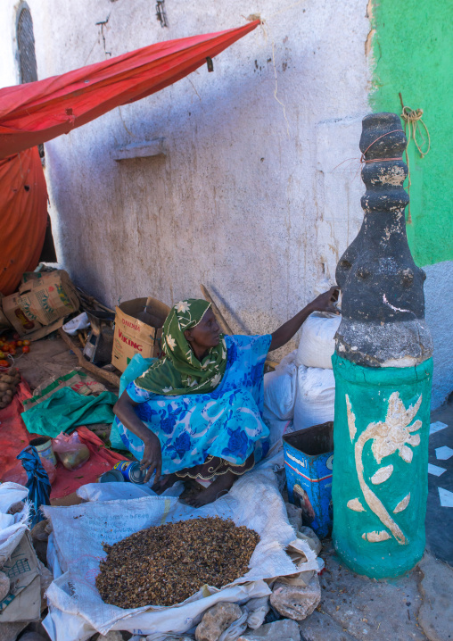 Woman in the old town market, Harari region, Harar, Ethiopia