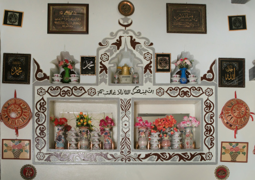 Niched wall in a traditionnal house in harar, Harari region, Harar, Ethiopia