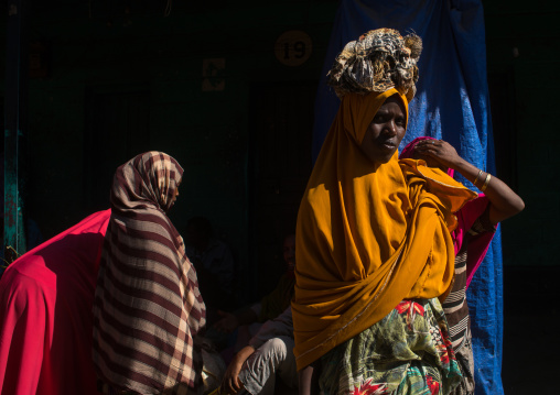 Women selling khat in the market near harar, Harari region, Awaday, Ethiopia