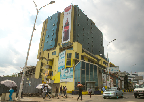 Giant billboard of coca cola on side of a mall, Addis abeba region, Addis ababa, Ethiopia