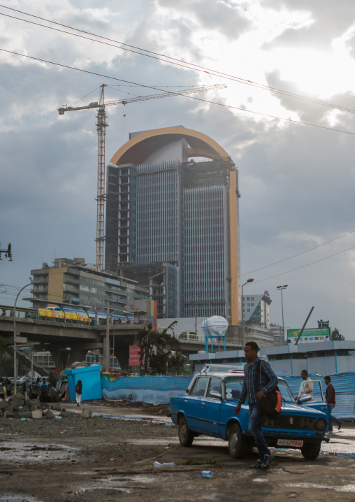 Construction of skyscrapers in the city center, Addis abeba region, Addis ababa, Ethiopia