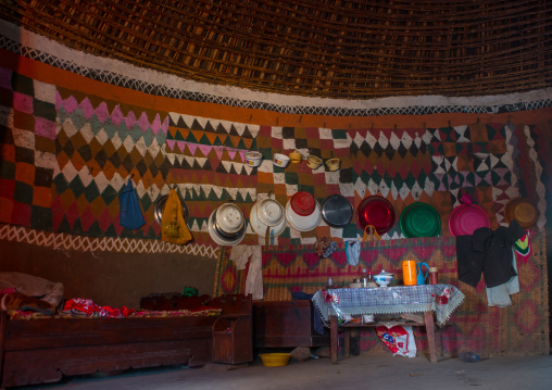 Ethiopia, Kembata, Alaba Kuito, traditional house with decorated and painted walls