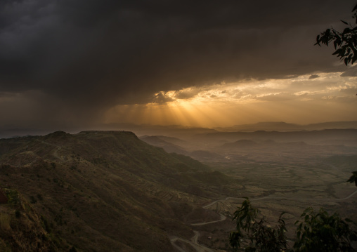 Storm clouds gathering over a valley, Amhara region, Lalibela, Ethiopia