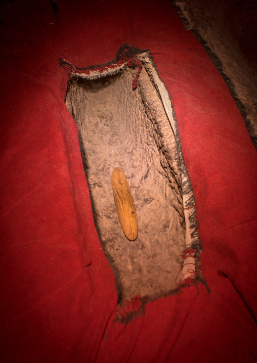 Grave inside bete medhane alem rock church, Amhara region, Lalibela, Ethiopia