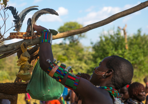 Hamer tribe whipper during a bull jumping ceremony, Omo valley, Turmi, Ethiopia