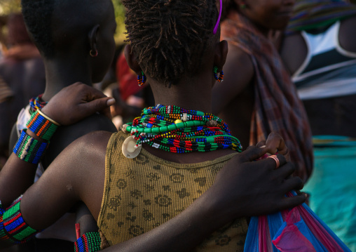 Hamer tribe people attending a bull jumping ceremony, Omo valley, Turmi, Ethiopia