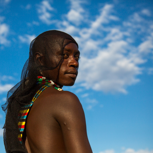 Hamer tribe whipper during a bull jumping ceremony, Omo valley, Turmi, Ethiopia