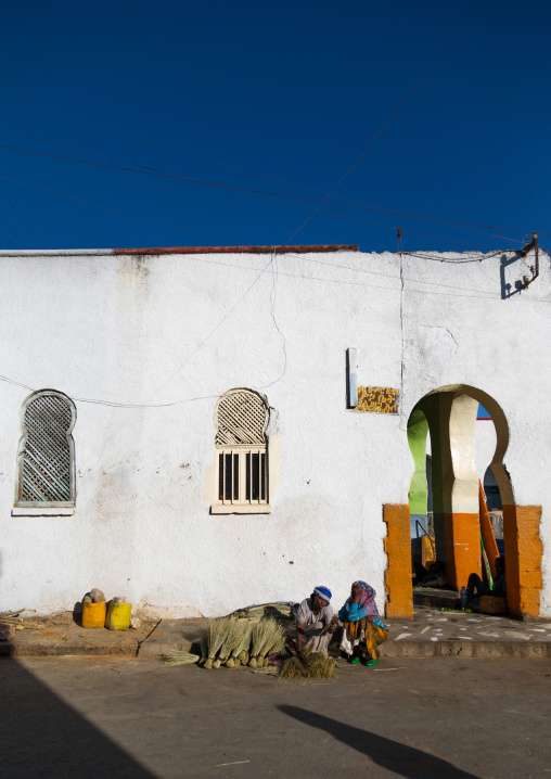 Women selling brooms in the market, Harari Region, Harar, Ethiopia