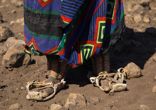 Issa tribe woman with goat skin shoes, Afar region, Yangudi Rassa National Park, Ethiopia