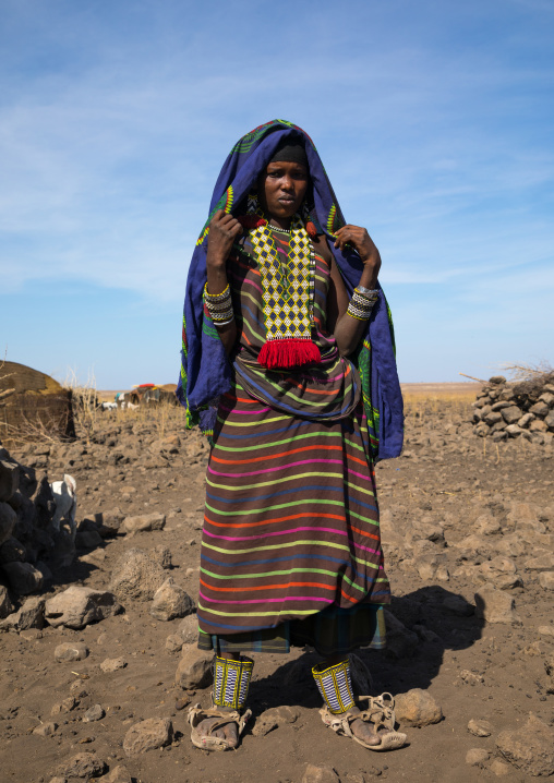 Portrait of an Issa tribe woman with a beaded necklace, Afar region, Yangudi Rassa National Park, Ethiopia