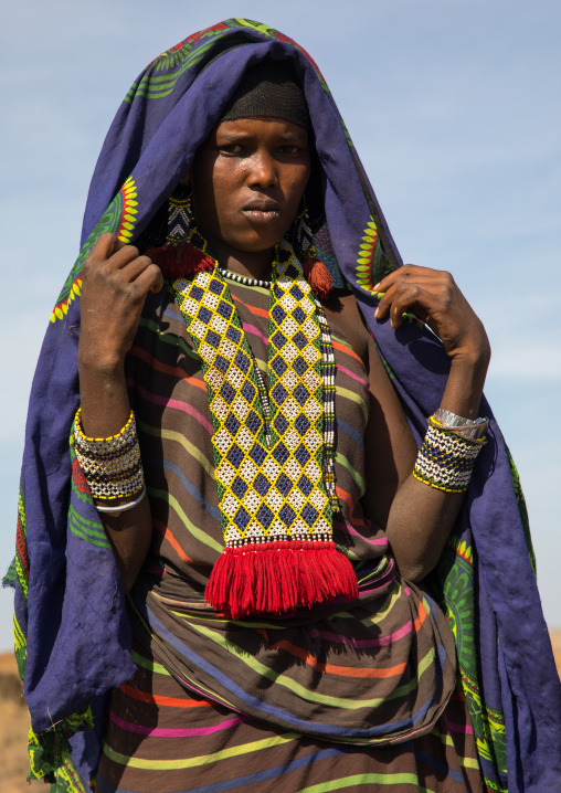 Portrait of an Issa tribe woman with a beaded necklace, Afar region, Yangudi Rassa National Park, Ethiopia