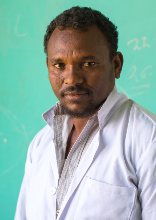 Portrait of an ethiopian teacher in a primary school, Afar region, Semera, Ethiopia