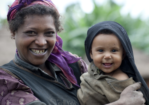 Mother and her baby in benje tribe, Ethiopia