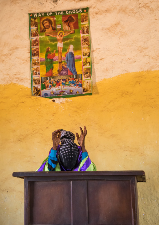 Borana pastor woman during sunday church service, Oromia, Yabelo, Ethiopia