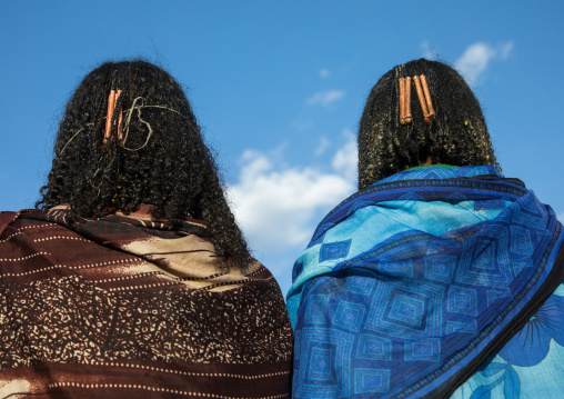 Borana hair decoration that indicates how many children the mothers have, Oromia, Yabelo, Ethiopia