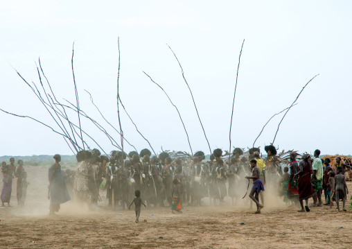 Dimi ceremony in the Dassanech tribe to celebrate circumcision of teenagers, Omo Valley, Omorate, Ethiopia