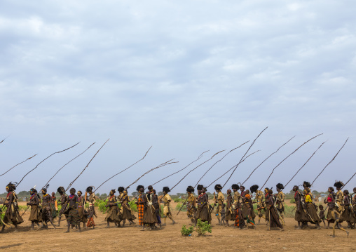 Dimi ceremony in the Dassanech tribe to celebrate circumcision of teenagers, Omo Valley, Omorate, Ethiopia