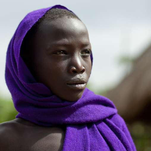 Surma Boy Wearing A Veil, Turgit Village, Omo Valley, Ethiopia