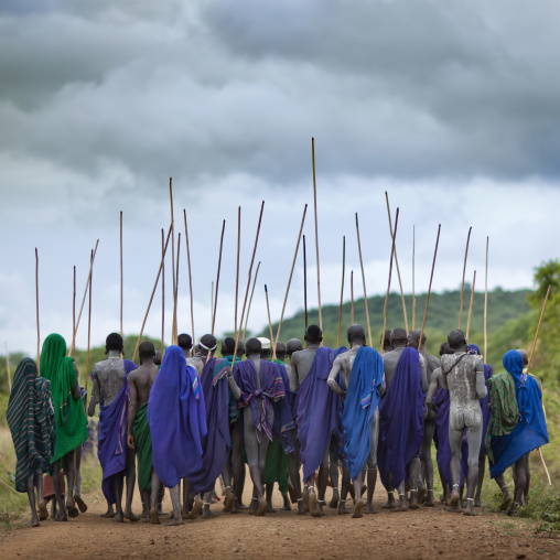 Donga stick fighting in Suri tribe, Tulgit, Omo valley, Ethiopia