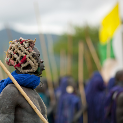 Donga stick fighting in Suri tribe, Tulgit, Omo valley, Ethiopia