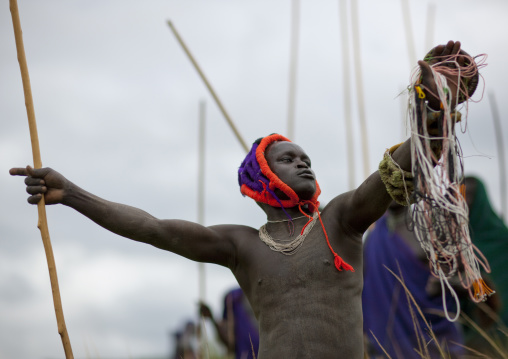 Donga stick fighting in Suri tribe, Tulgit, Omo valley, Ethiopia