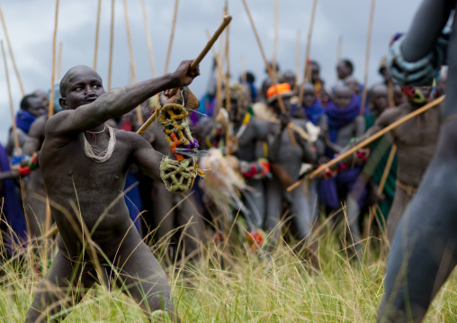 Donga Stick Fighting Ritual, Surma Tribe, Omo Valley, Ethiopia