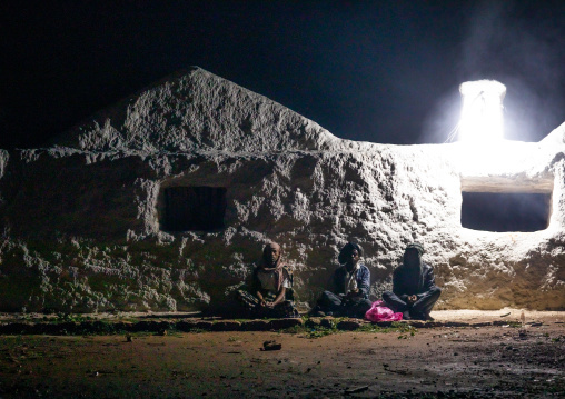 Oromo pilgrims praying in the night, Oromia, Sheik Hussein, Ethiopia