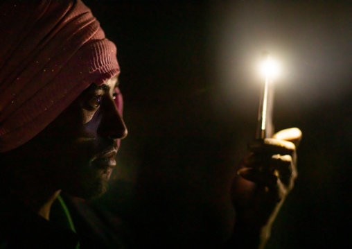 Oromo pilgrims in the night in Sheikh Hussein shrine, Oromia, Sheik Hussein, Ethiopia