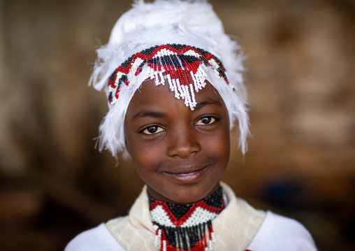 Oromo girl in traditional clothing during Sheikh Hussein pilgrimage, Oromia, Sheik Hussein, Ethiopia