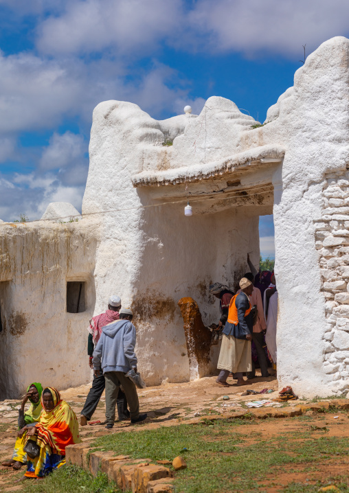 Oromo pilgrims in Sheikh Hussein shrine gate, Oromia, Sheik Hussein, Ethiopia