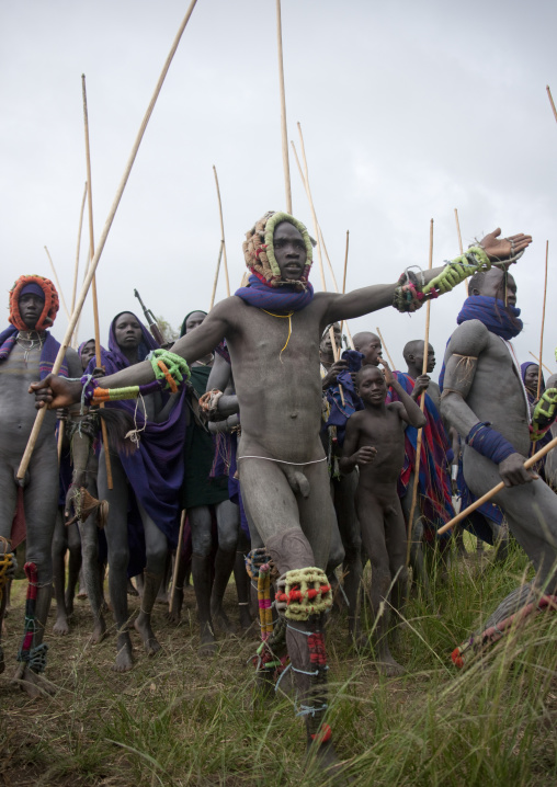 Donga stick fighting in Suri tribe, Tulgit, Omo valley, Ethiopia