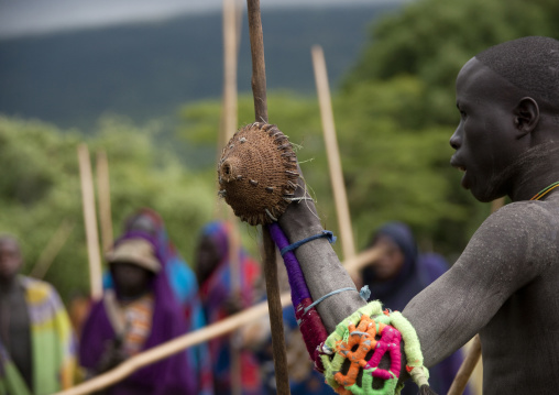 Donga stick fighting in Suri tribe, Tulgit, Omo valley, Ethiopia