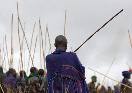 Donga stick fighting in Suri tribe, Tulgit, Omo valley, Ethiopia