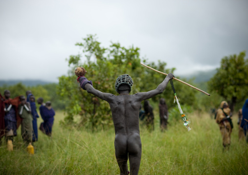 Donga stick fighting in Suri tribe, Tulgit, Omo valley, Ethiopia