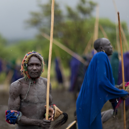 Donga stick fighting in Suri tribe, Tulgit, Omo valley, Ethiopia